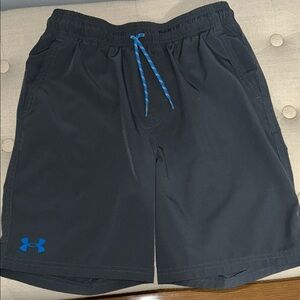 Under Armour Charcoal Shorts with Blue Drawstring Youth Large